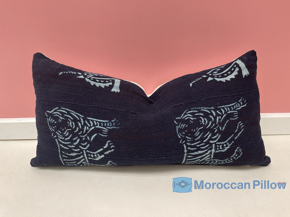 Dark Blue Moroccan Woven Pillows 13 X 20 In