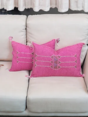 Pink Moroccan Silk Pillows 13 X 20 In