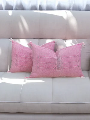 Pink Moroccan Silk Pillows 13 X 20 In