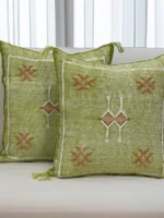 Sage Whisper - Moroccan Natural Silk Pillow 20 X 20 In