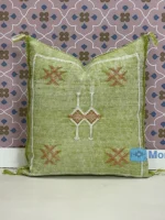 Sage Whisper - Moroccan Natural Silk Pillow 20 X 20 In